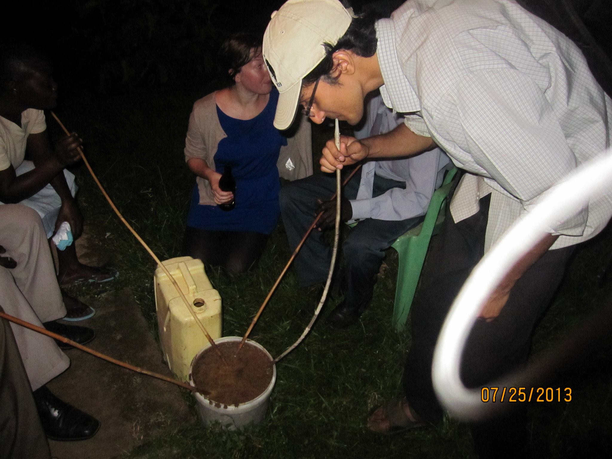 Pratyush drinking millet beer